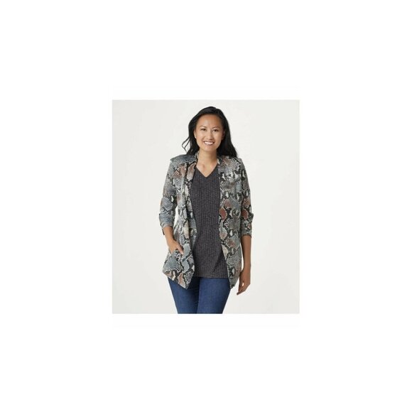 Bishop + Young Woman’s Python Print Satin Iconic Blazer SZ 1X - Picture 1 of 8